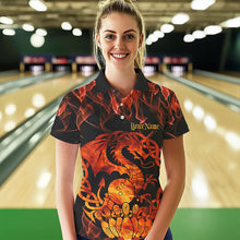Load image into Gallery viewer, Custom Fire Flame Viking Dragon Bowling Polo Team Shirts For Women, Celtic Bowling Shirts IPHW8587