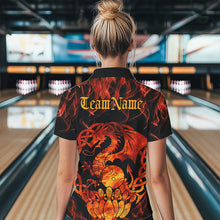 Load image into Gallery viewer, Custom Fire Flame Viking Dragon Bowling Polo Team Shirts For Women, Celtic Bowling Shirts IPHW8587