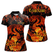 Load image into Gallery viewer, Custom Fire Flame Viking Dragon Bowling Polo Team Shirts For Women, Celtic Bowling Shirts IPHW8587