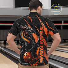 Load image into Gallery viewer, Custom Black And Orange Dragon Bowling Men Quarter-Zip Shirts, Team Bowling Jerseys IPHW10748