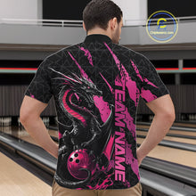 Load image into Gallery viewer, Custom Black And Pink Dragon Bowling Men Quarter-Zip Shirts, Team Bowling Jerseys IPHW10749