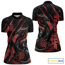 Load image into Gallery viewer, Custom Black And Red Dragon Dart Women Quarter-Zip Shirts, Team Dart Jerseys IPHW10752