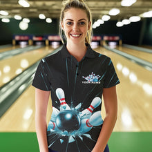 Load image into Gallery viewer, Custom Break Glass Bowling Polo Shirts For Women, Bowling League Shirt Team Uniform IPHW8900