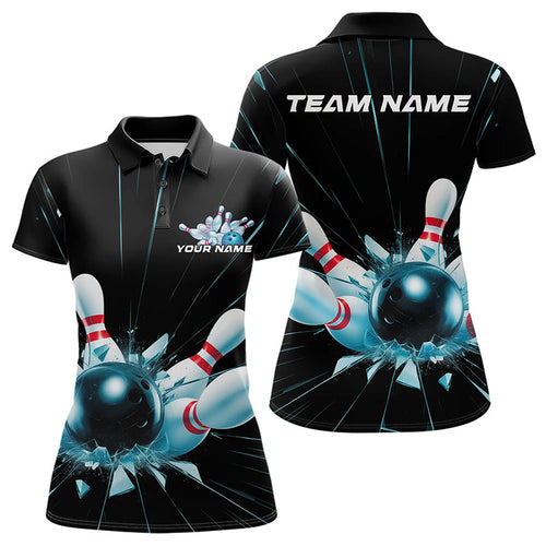Custom Break Glass Bowling Polo Shirts For Women, Bowling League Shirt Team Uniform IPHW8900