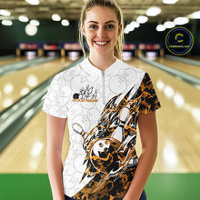 Load image into Gallery viewer, Custom Yellow Camo Bowling Women Quarter-Zip Shirt, Bowling Ball Pattern Team Jerseys IPHW10988