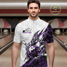 Load image into Gallery viewer, Custom Purple Camo Bowling Men Quarter-Zip Shirt, Bowling Ball Pattern Team Jerseys IPHW10991