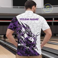 Load image into Gallery viewer, Custom Purple Camo Bowling Men Quarter-Zip Shirt, Bowling Ball Pattern Team Jerseys IPHW10991