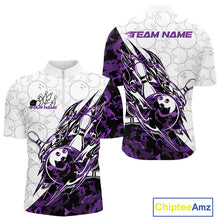 Load image into Gallery viewer, Custom Purple Camo Bowling Men Quarter-Zip Shirt, Bowling Ball Pattern Team Jerseys IPHW10991