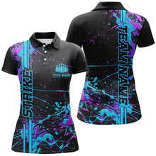 Load image into Gallery viewer, Custom Blue And Purple Strike Bowling Shirts For Women, Camo Bowling Team Jerseys IPHW6426