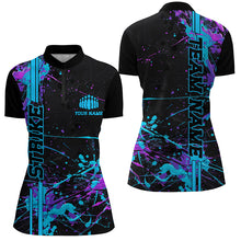 Load image into Gallery viewer, Custom Blue And Purple Strike Bowling Shirts For Women, Camo Bowling Team Jerseys IPHW6426