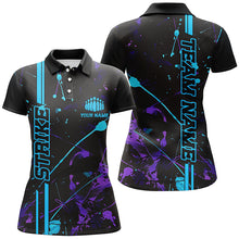 Load image into Gallery viewer, Custom Blue And Purple Strike Bowling Team Shirts, Camo Bowling League ladies Jerseys IPHW6427