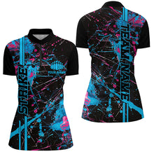 Load image into Gallery viewer, Custom Blue And Pink Strike Bowling Shirts For Women, Camo Bowling Team Jerseys IPHW6428