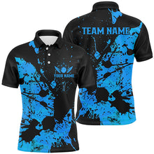 Load image into Gallery viewer, Custom Name Black And Blue Bowling Team Shirts For Men And Women, Bowling League Jerseys IPHW6431