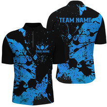 Load image into Gallery viewer, Custom Name Black And Blue Bowling Team Shirts For Men And Women, Bowling League Jerseys IPHW6431