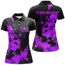 Load image into Gallery viewer, Custom Name Black And Purple Bowling Team Shirts For Women, Bowling League Jerseys IPHW6432