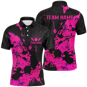 Custom Name Black And Pink Bowling Team Shirts For Men And Women, Bowling League Jerseys IPHW6433