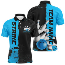 Load image into Gallery viewer, Black And Blue Strike Bowling Team Shirts For Men And Women, Custom Bowling Jerseys For Bowlers IPHW6436