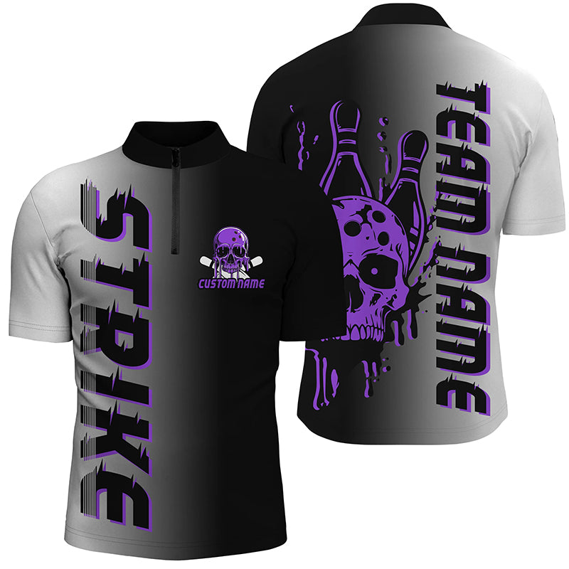 Custom Strike Bowling Team Shirts For Men And Women, Skull Bowling Jerseys With Team Name | Purple IPHW6441