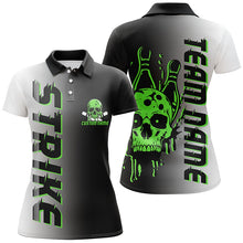 Load image into Gallery viewer, Custom Strike Bowling Team Shirts For Women, Skull Bowling Jerseys With Team Name | Green IPHW6442