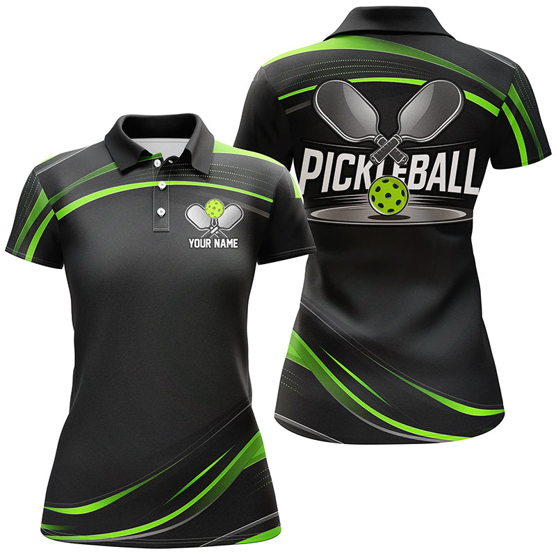 Black And Green Custom Womens Pickleball Shirts, Personalized Pickleball Jerseys IPHW6943