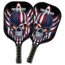 Load image into Gallery viewer, American Flag Skull Custom Us Pickleball Paddle, Patriotic Pickleball Paddle Halloween Pickleball Gifts IPHW7485
