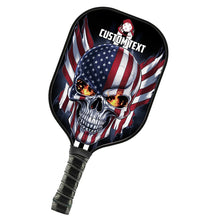 Load image into Gallery viewer, American Flag Skull Custom Us Pickleball Paddle, Patriotic Pickleball Paddle Halloween Pickleball Gifts IPHW7485