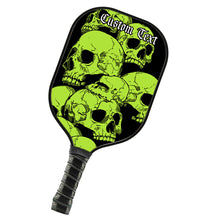 Load image into Gallery viewer, Black And Green Skulls Customized Picklebal Paddle, Team Pikcleball Paddles Halloween Pickleball Gifts IPHW7486