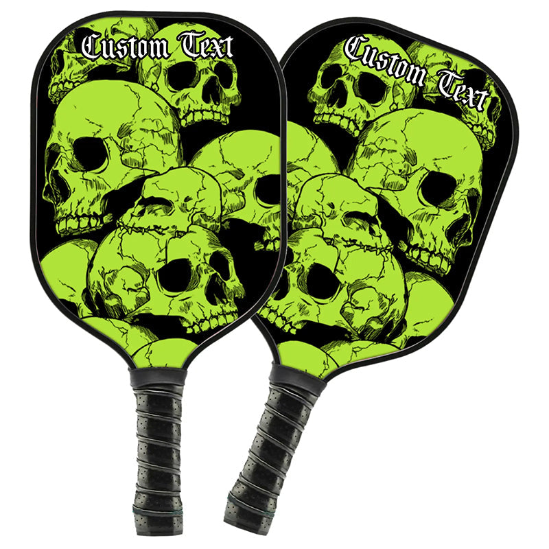 Black And Green Skulls Customized Picklebal Paddle, Team Pikcleball Paddles Halloween Pickleball Gifts IPHW7486