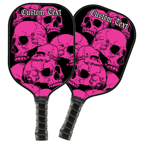 Black And Pink Skulls Customized Picklebal Paddle, Team Pikcleball Paddles Halloween Pickleball Gifts IPHW7487