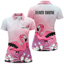 Load image into Gallery viewer, Pink And Purple Pastel Custom Funny Flamingo Ladies Bowling Shirt, Cute Bowling Team Uniform IPHW7732