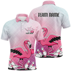 Pink And Purple Pastel Custom Funny Flamingo Bowling Shirts For Men, Cute Bowling Team Uniform IPHW7732