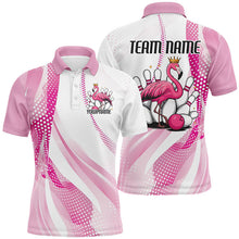 Load image into Gallery viewer, White And Pink Cute Flamingo Custom Bowling Shirts For Men, Flamingo Bowling Team Uniform IPHW7734