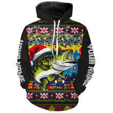 Load image into Gallery viewer, Custom Christmas Ugly Sweater Pattern Largemouth Bass Fishing Shirts, Christmas Fishing Gifts IPHW7969