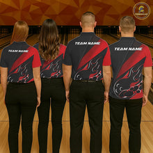Load image into Gallery viewer, Custom Black And Red Flame Bowling Men Polo Shirt, Team Bowling League Shirt IPHW10254