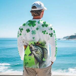 Custom St Patrick's Day Shamprock Crappie Long Sleeve Tournament Fishing Shirts IPHW8388