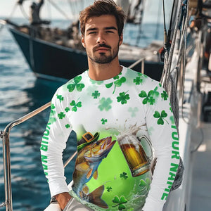 Custom St Patrick's Day Shamprock Walleye Long Sleeve Tournament Fishing Shirts IPHW8389