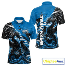 Load image into Gallery viewer, Custom Blue Thunder Lightning Patriotic Dragon Bowling Shirts, Freedom US Flag Bowling Jerseys Bowlers Outfit IPHW10481