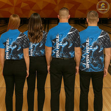 Load image into Gallery viewer, Custom Blue Thunder Lightning Patriotic Dragon Bowling Shirts, Freedom US Flag Bowling Jerseys Bowlers Outfit IPHW10481