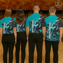 Load image into Gallery viewer, Custom Turquoise Blue Thunder Lightning Patriotic Dragon Bowling Shirts, Freedom US Flag Bowling Jerseys IPHW10482
