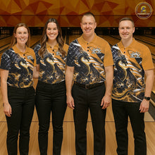 Load image into Gallery viewer, Custom Yellow Thunder Lightning Patriotic Dragon Bowling Shirts, Freedom US Flag Bowling Jerseys Bowlers Outfit IPHW10483