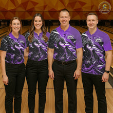 Load image into Gallery viewer, Custom Purple Thunder Lightning Patriotic Dragon Bowling Shirts, Freedom US Flag Bowling Jerseys Bowlers Outfit IPHW10485