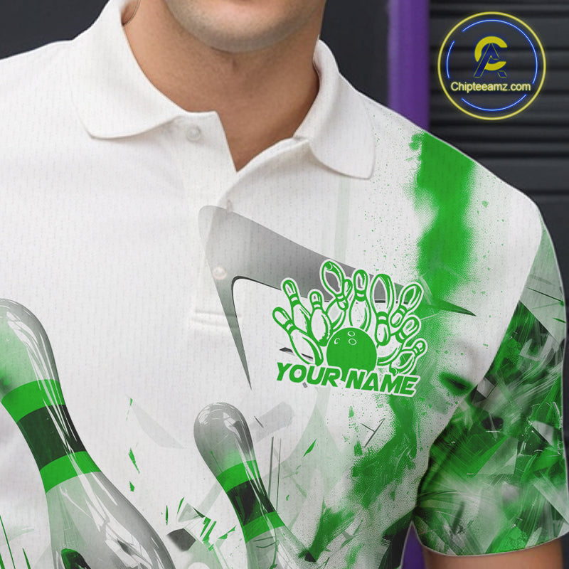 Custom Black And Green Men Bowling Team Shirts, Bowling League Shirt Bowlers Outfit IPHW10783