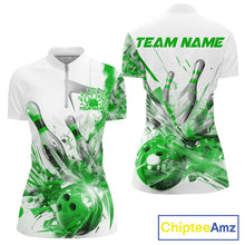 Load image into Gallery viewer, Custom Black And Green Women Bowling Team Shirts, Bowling League Shirt Bowlers Outfit IPHW10783