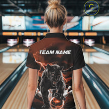 Load image into Gallery viewer, Orange Thunder Lightning Custom Panther Women Bowling Polo Shirts, Panther Bowling Jerseys IPHW10791