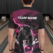 Load image into Gallery viewer, Pink Thunder Lightning Custom Panther Men Bowling Polo Shirts, Panther Bowling Jerseys IPHW10794