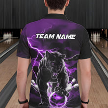 Load image into Gallery viewer, Purple Thunder Lightning Custom Panther Men Bowling Polo Shirts, Panther Bowling Jerseys IPHW10795