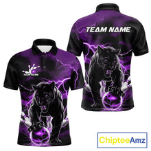 Load image into Gallery viewer, Purple Thunder Lightning Custom Panther Men Bowling Polo Shirts, Panther Bowling Jerseys IPHW10795