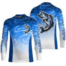 Load image into Gallery viewer, Custom Bass Long Sleeve Tournament Fishing Shirts, Blue Wave Camo Bass Fishing Jerseys IPHW6091