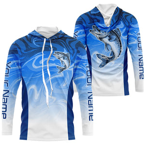 Custom Walleye Long Sleeve Tournament Fishing Shirts, Blue Wave Camo Walleye Fishing Jerseys IPHW6092