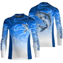 Load image into Gallery viewer, Custom Walleye Long Sleeve Tournament Fishing Shirts, Blue Wave Camo Walleye Fishing Jerseys IPHW6092